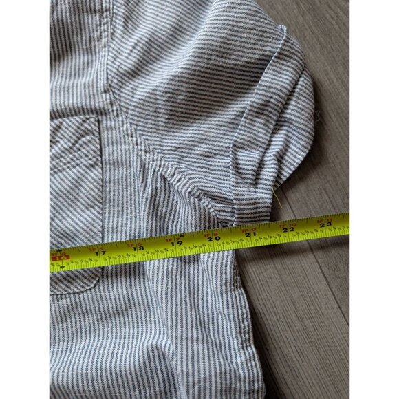 Eddie Bauer Blue/White Striped Linen Blend Short Sleeve Button-Up Shirt Size L - Picture 9 of 9